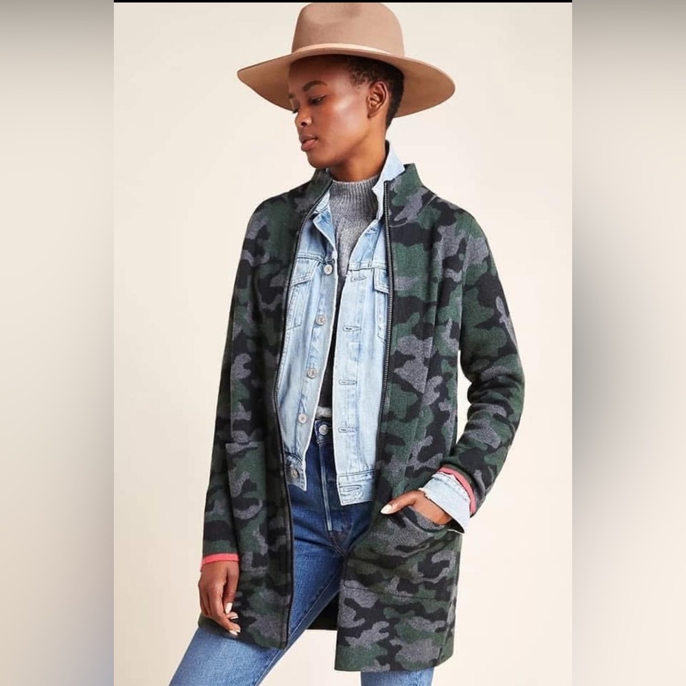 Camo Zip-Up Jacket with Red Accents